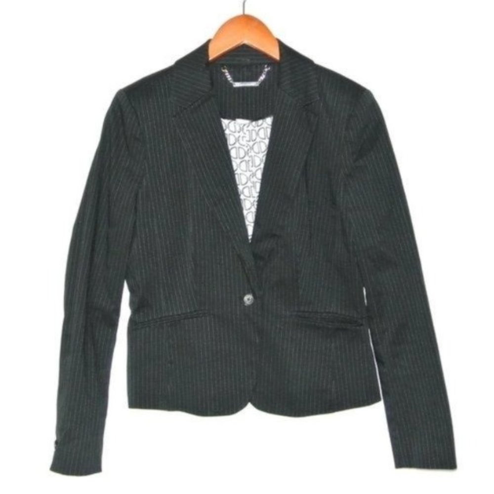 White House Black Market Pinstripe Blazer Black 8